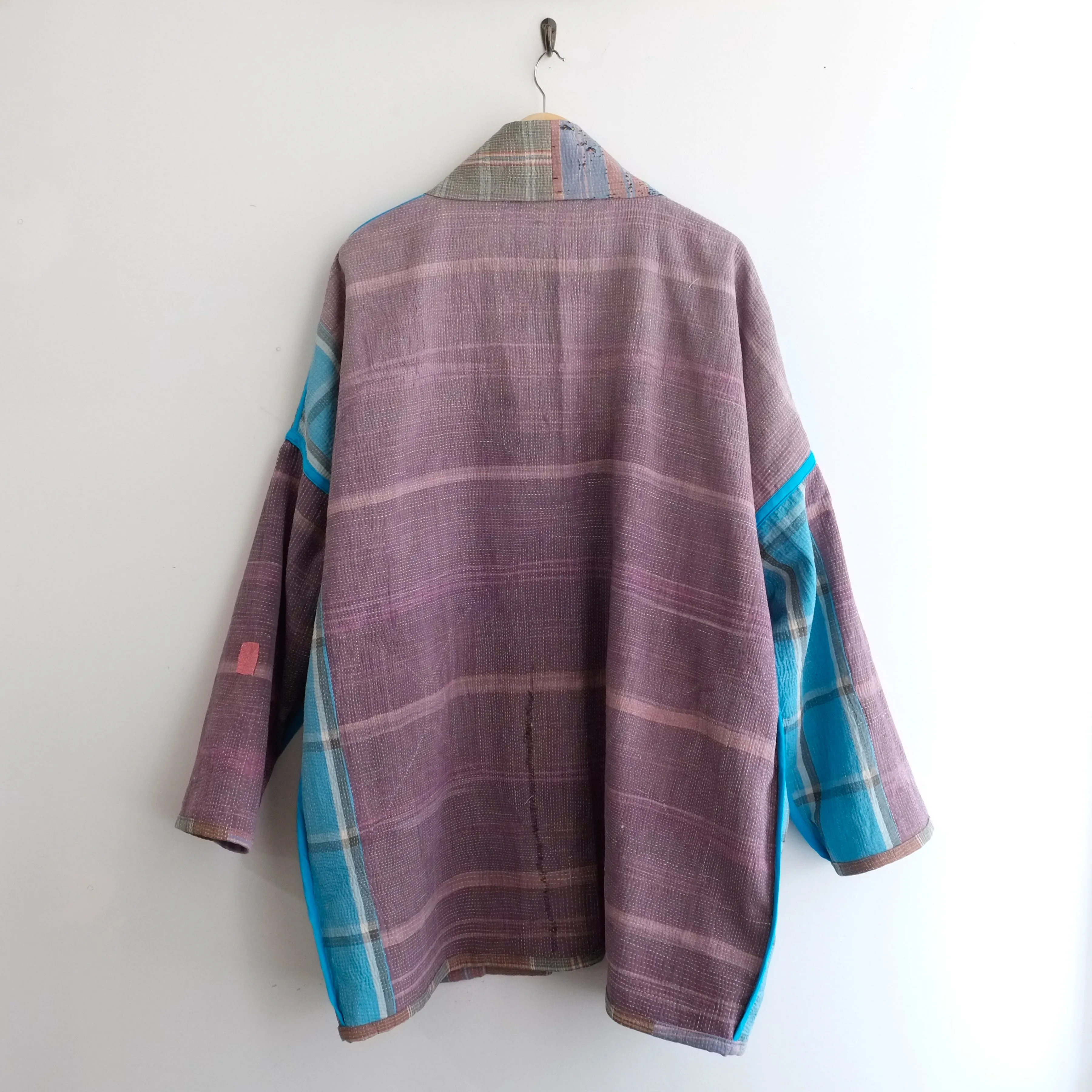 XL Lavender and Blue Plaid Anoushka Jacket LL115