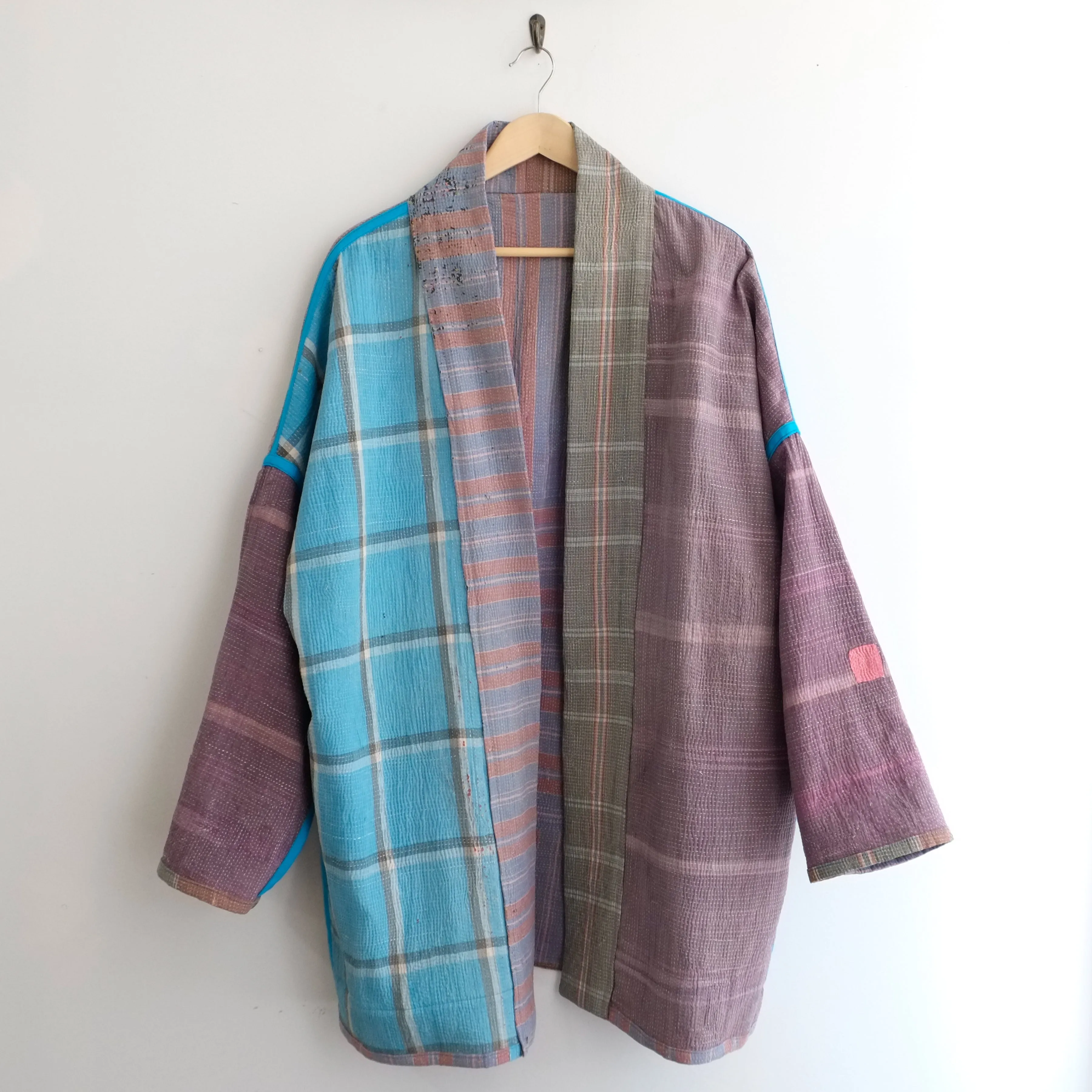 XL Lavender and Blue Plaid Anoushka Jacket LL115