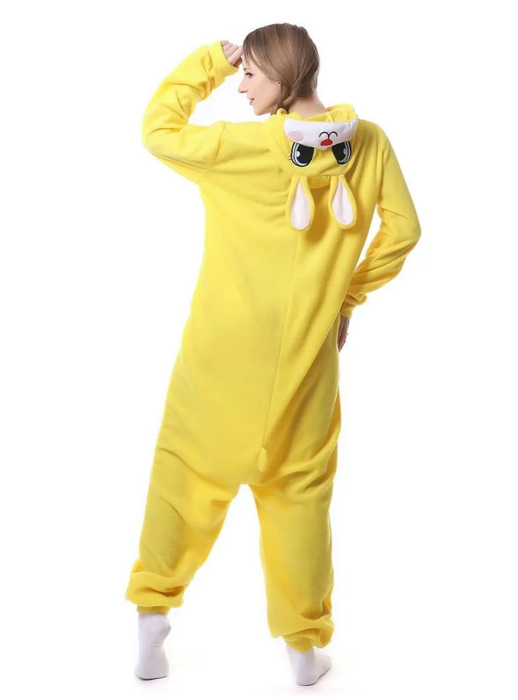 YELLOW RABBIT ONESIES PAJAMA WOMEN MEN SLEEPWEAR