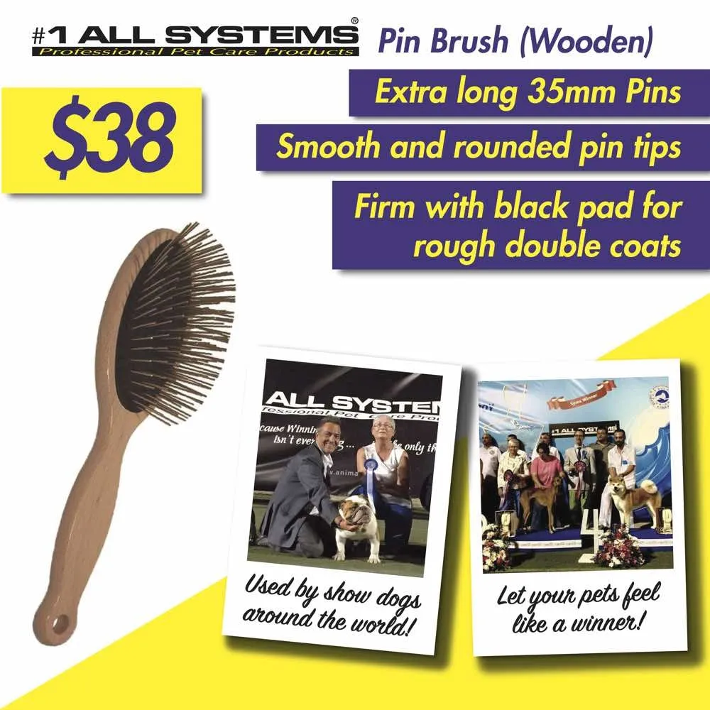 ZZZ #1 All Systems 35mm Pin Wooden Pet Brush (Black Pad)